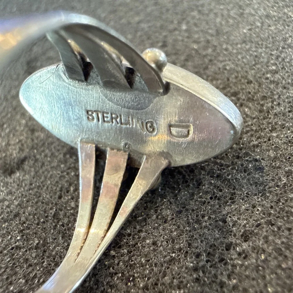 Vintage Navajo Sterling Silver Baltic Amber Ring John Delvin Signed Split Shank